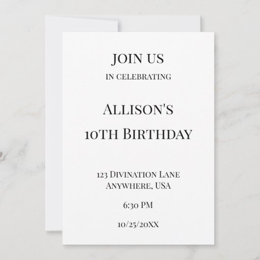 Personalisierte Schwarz-weiße Tarot-Karte Einladung (Rückseite)