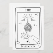 Personalisierte Schwarz-weiße Tarot-Karte Einladung (Vorne/Hinten)