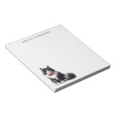 Personalisierte Schwarz-weiße Tuxedo Katze Notizblock (angewinkelt)