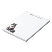 Personalisierte Schwarz-weiße Tuxedo Katze Notizblock (Rotiert)