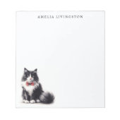 Personalisierte Schwarz-weiße Tuxedo Katze Notizblock (Vorderseite)