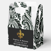 PERSONALISIERTE SCHWARZ-WEISSE und GOLD-LILIE Geschenkschachtel (Geöffnet)