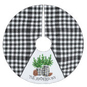 Personalisierte Schwarz-weiße Weihnachten Polyester Weihnachtsbaumdecke (Vorderseite)