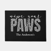Personalisierte Schwarz-weiße Wischen Sie Ihre Paw Fußmatte (Vorderseite)