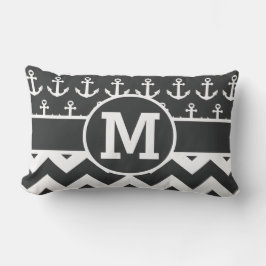 Personalisierte Schwarz-weiße Zickzack Lendenkissen