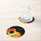 Personalisierte schwarze Acoustic Gitarre Runder Pappuntersetzer (Vor Ort)