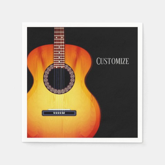 Personalisierte schwarze Acoustic Gitarre Serviette (Vorderseite)