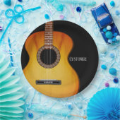 Personalisierte schwarze Akustikgitarre Pappteller (Party)