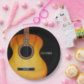 Personalisierte schwarze Akustikgitarre Pappteller (Party)