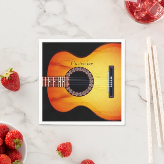 Personalisierte schwarze akustische Gitarre 2 Serviette (Beispiel)