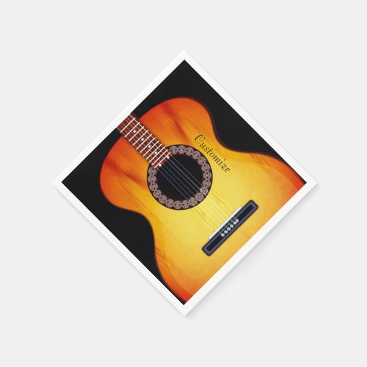 Personalisierte schwarze akustische Gitarre 2 Serviette (Ecke)