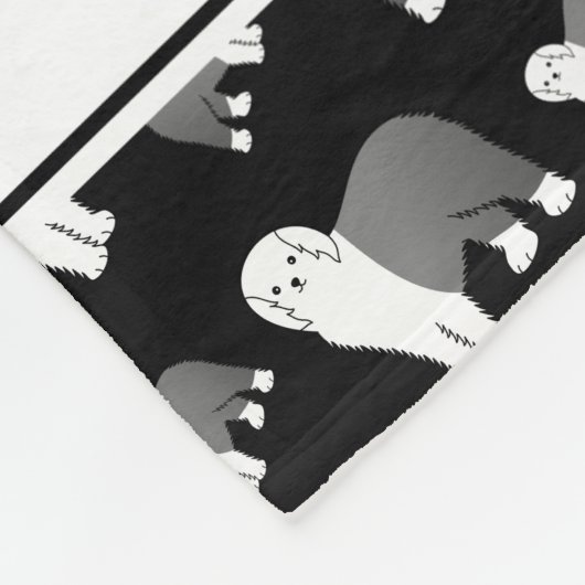 Personalisierte schwarze alte englische fleecedecke (Ecke)