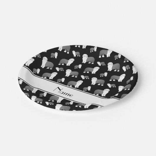 Personalisierte schwarze alte englische pappteller (Schrägansicht)