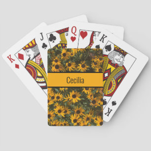 Personalisierte Schwarze Augen Susans Blumensträuß Spielkarten