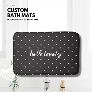 Personalisierte schwarze Badematte kleine Polka Pu