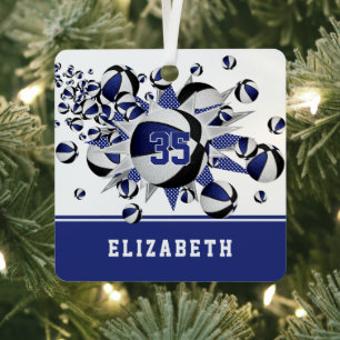 Personalisierte schwarze Basketballstars Ornament Aus Metall