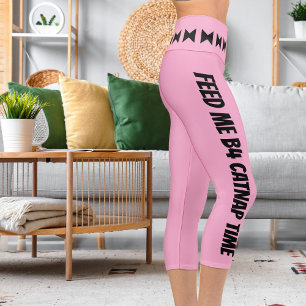 Personalisierte schwarze BLight Pink Streifen Stil Capri Leggings
