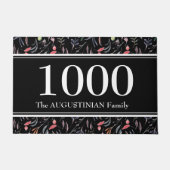 Personalisierte schwarze Blume Fußmatte (Vorderseite)