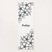 Personalisierte Schwarze Blume Yogamatte (Rückseite)