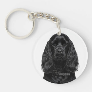 Personalisierte schwarze Cocker Spaniel-Hunde-Schl Schlüsselanhänger