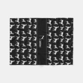 Personalisierte schwarze dalmatinische Namenshunde Fleecedecke (Vorderseite (Horizontal))