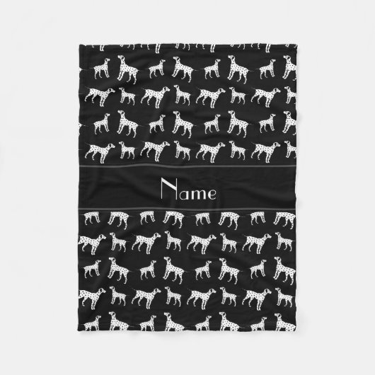 Personalisierte schwarze dalmatinische Namenshunde Fleecedecke (Vorderseite)