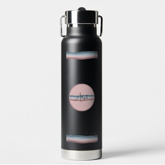Personalisierte schwarze Dämmerung Trinkflasche (Vorderseite)
