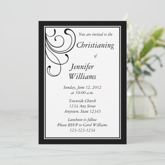 Personalisierte Schwarze Einladung oder Ankündigun (Stehend Vorderseite)