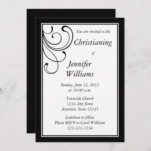 Personalisierte Schwarze Einladung oder Ankündigun (Vorne/Hinten)