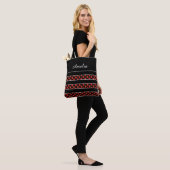 Personalisierte schwarze Erdbeer-Streifen Tasche (Am Model)