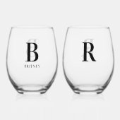 Personalisierte Schwarze Familie Weinglas Ohne Stiel (Rückseite)