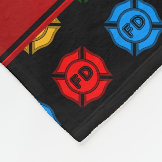 Personalisierte schwarze Feuerwehrnamenssymbole Fleecedecke (Ecke)