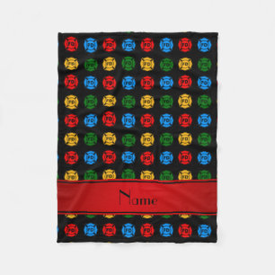 Personalisierte schwarze Feuerwehrnamenssymbole Fleecedecke