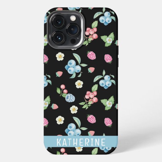 Personalisierte schwarze Frucht Muster benutzerdef iPhone Hülle (Rückseite)