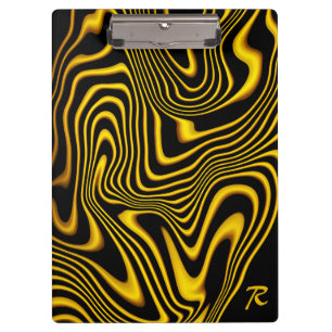 Personalisierte schwarze gelbe Goldwirbel-Textur Klemmbrett