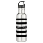 Personalisierte schwarze gestreifte Wasser-Flasche Trinkflasche (Vorderseite)