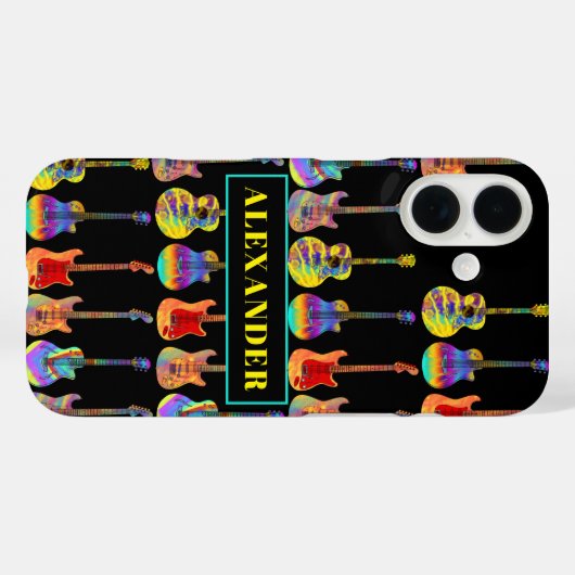 Personalisierte schwarze Gitarren Case-Mate iPhone Hülle (Rückseite (Horizontal))