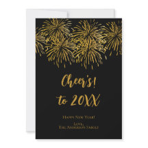 Personalisierte schwarze Gold-Feuerwerk Happy New