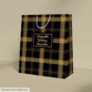 Personalisierte schwarze Gold Minimalist Geschenkt Mittlere Geschenktüte