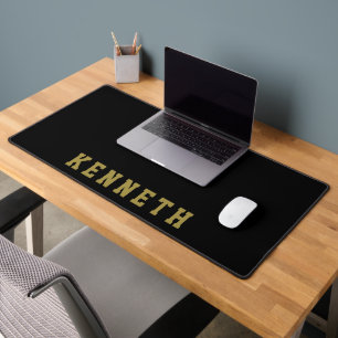 Personalisierte schwarze Gold-Retro-Name-Minimalis Schreibtischunterlage