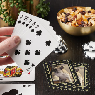 Personalisierte schwarze & goldene Haustier-Spielk Spielkarten