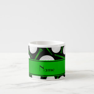 Personalisierte schwarze Golfball-NamensT-Shirts Espressotasse