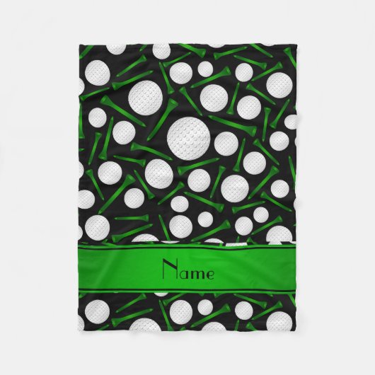 Personalisierte schwarze Golfball-NamensT-Shirts Fleecedecke (Vorderseite)