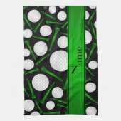 Personalisierte schwarze Golfball-NamensT-Shirts Handtuch (Vertikal)