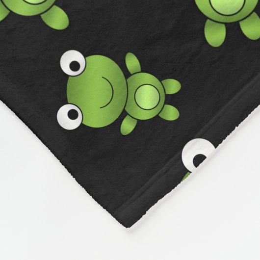 Personalisierte schwarze grüne Namensfrösche Fleecedecke (Ecke)
