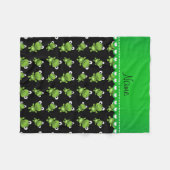 Personalisierte schwarze grüne Namensfrösche Fleecedecke (Vorderseite (Horizontal))