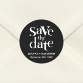 Personalisierte Schwarze Hochzeit speichert das Da Runder Aufkleber