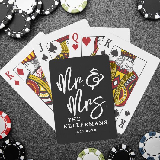 Personalisierte Schwarze Hochzeit Spielkarten