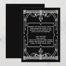 Personalisierte schwarze Hochzeitseinladungskarte