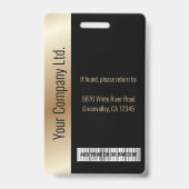 Personalisierte schwarze ID für Firmenmitarbeiter Ausweis (Back)